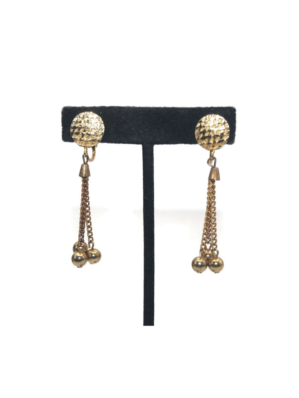 Vintage Gold Tone Dangle Clip on Earrings.